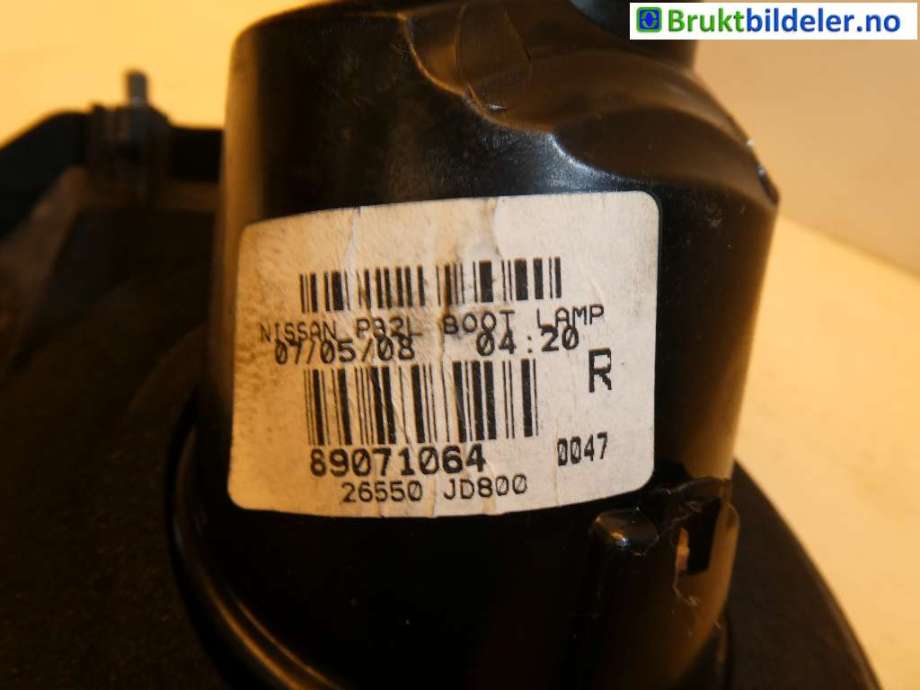 Baklykt høyre indre til Nissan Qashqai 2007-2010 (Type I, Fase 1)  (NISSAN|26550 JD800||89071064)
