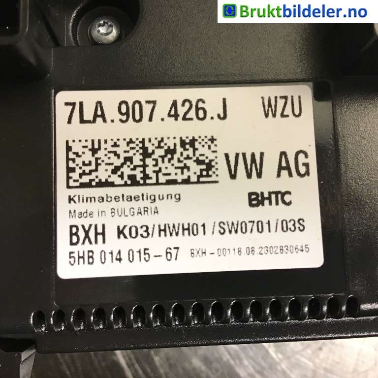 Varmeapparat betjening til VW Transporter / Caravelle 2019-->> (T6.1) (T6.1) (Volkswagen|7LA 907 426 J|5HB 014 015-67|)
