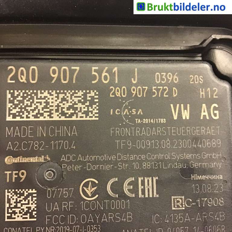 Sensor radar til VW Transporter / Caravelle 2019-->> (T6.1) (T6.1) (Volkswagen|2K0 907 561 J|A2C78211704|)