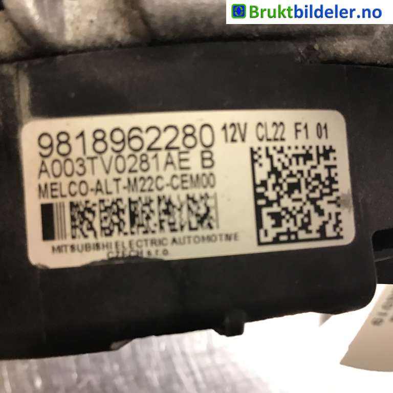 Dynamo til Opel Combo E 2019-->>  (OPEL|9818962280|A003TV0281 AE|)