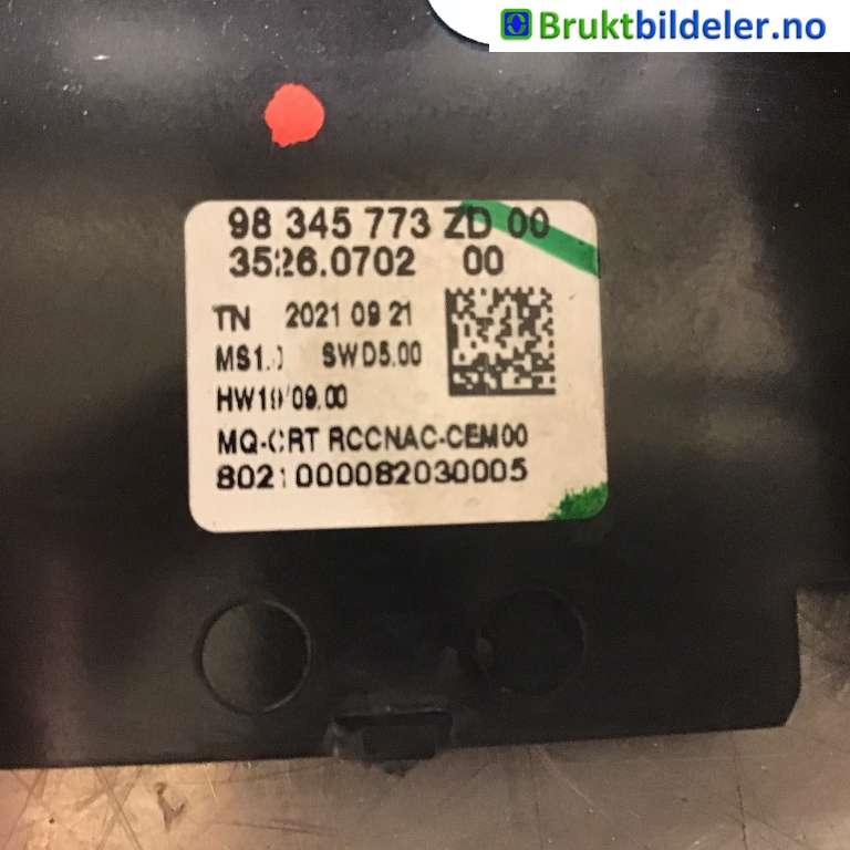 Instrument kjørecomputer til Opel Combo E 2019-->>  (OPEL|98345773 ZD|)