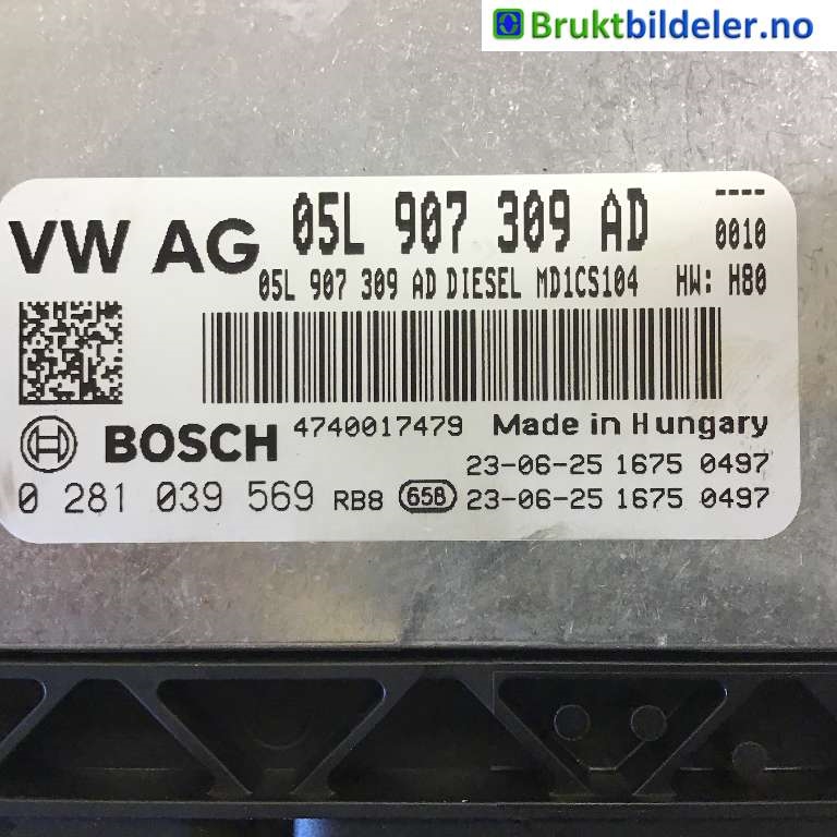 Styreenhet motor til VW Transporter / Caravelle 2019-->> (T6.1) (T6.1) (Volkswagen|05L 906 023 NH|0 281 039 569|05L 907 309 AD)