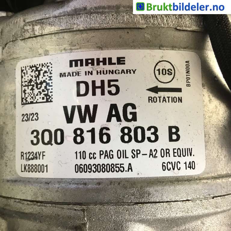 Aircondition kompressor til VW Transporter / Caravelle 2019-->> (T6.1) (T6.1) (Volkswagen|3 KW. 0 816 803 B||3Q0 816 803 B)