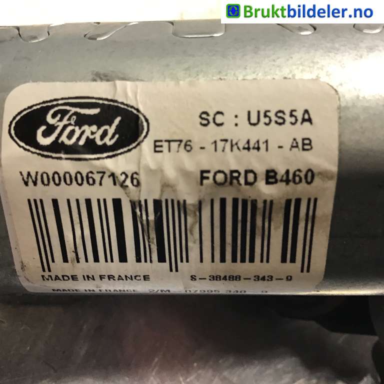 Viskermotor bakrute til Ford Transit Courier 2018-2023 (Type I, Fase 2)  (FORD|ET76-17K441-AB|W000067126|)