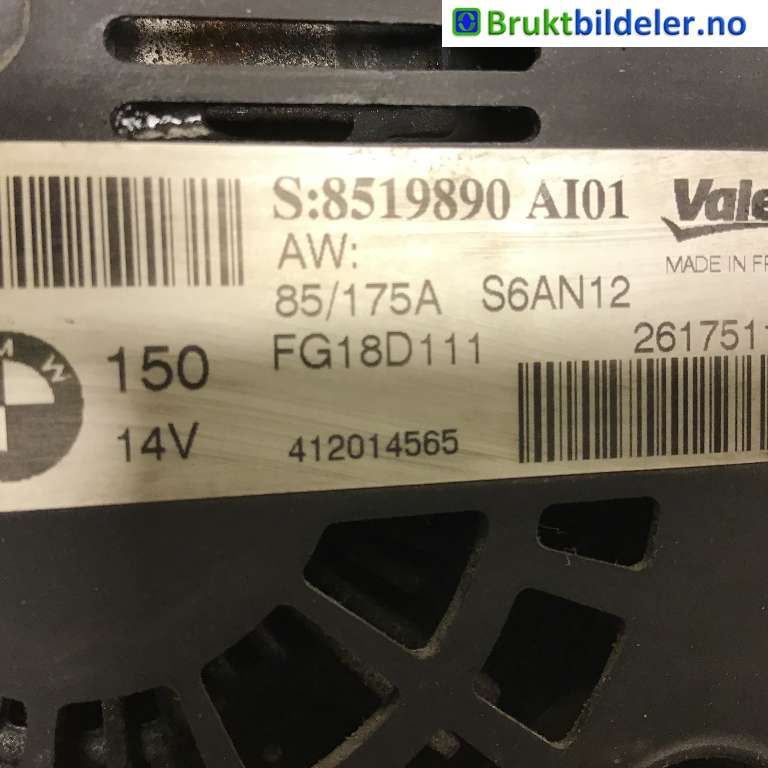 Dynamo til BMW 3-Serie 2012-2018 (F30/F31/F34) (F30/F31/F34) (BMW|12 31 7 823 343|2617511A|FG18D111)