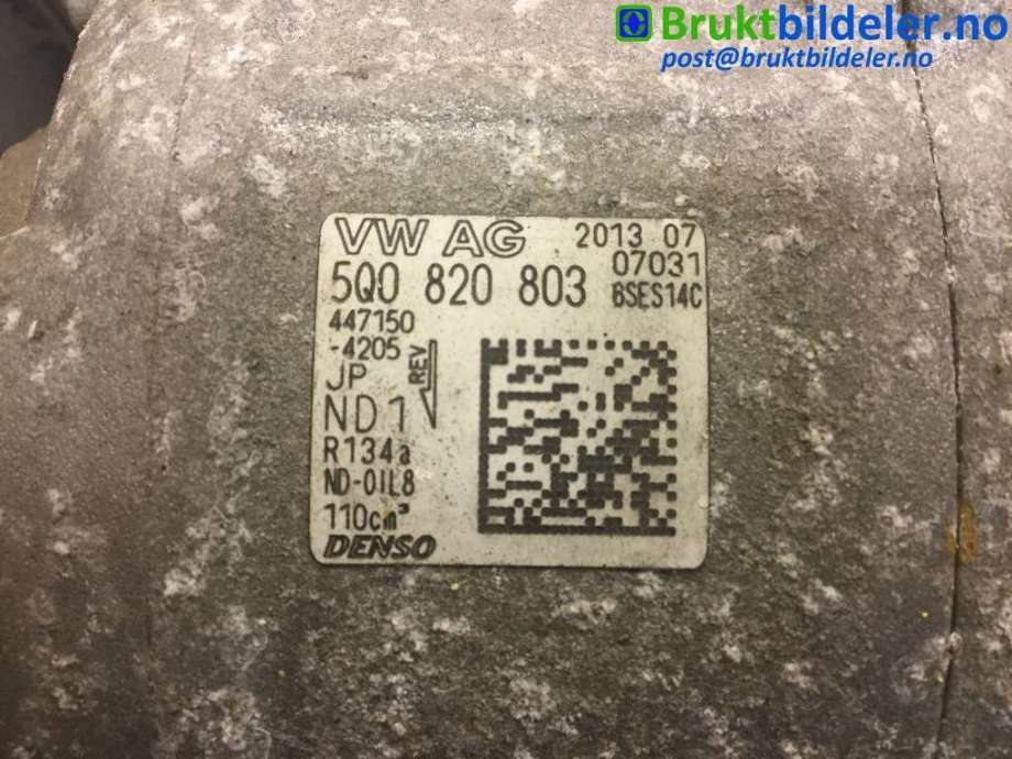 Aircondition kompressor til Audi A3 2012-2016 (Type III, Fase 1)  (AUDI|5Q0 820 803|447150-4205|)
