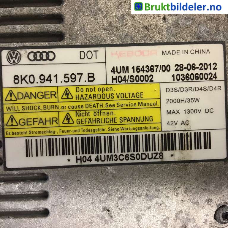 Styreenhet xenon/ballast til VW Passat 2011-2015 (B7) (B7) (VOLKSWAGEN|8K0 941 597 B|1036060024|)