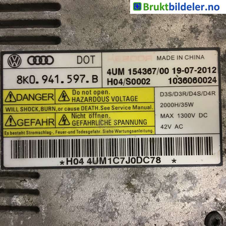 Styreenhet xenon/ballast til VW Passat 2011-2015 (B7) (B7) (VOLKSWAGEN|8K0 941 597 B|1036060024|)