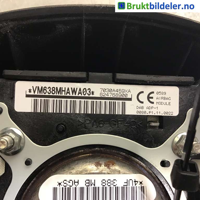 Airbag rattpute til Mitsubishi Outlander 2012-2015 (Type III, Fase 1)  (MITSUBISHI|7030A459XA|624768900|4UF 388 MB AGS)
