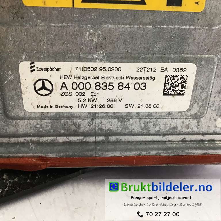Motorvarmer elektrisk til Mercedes EQA 2021-->> (MERCEDES|A 000 835 84 03|710302.95.0200|)