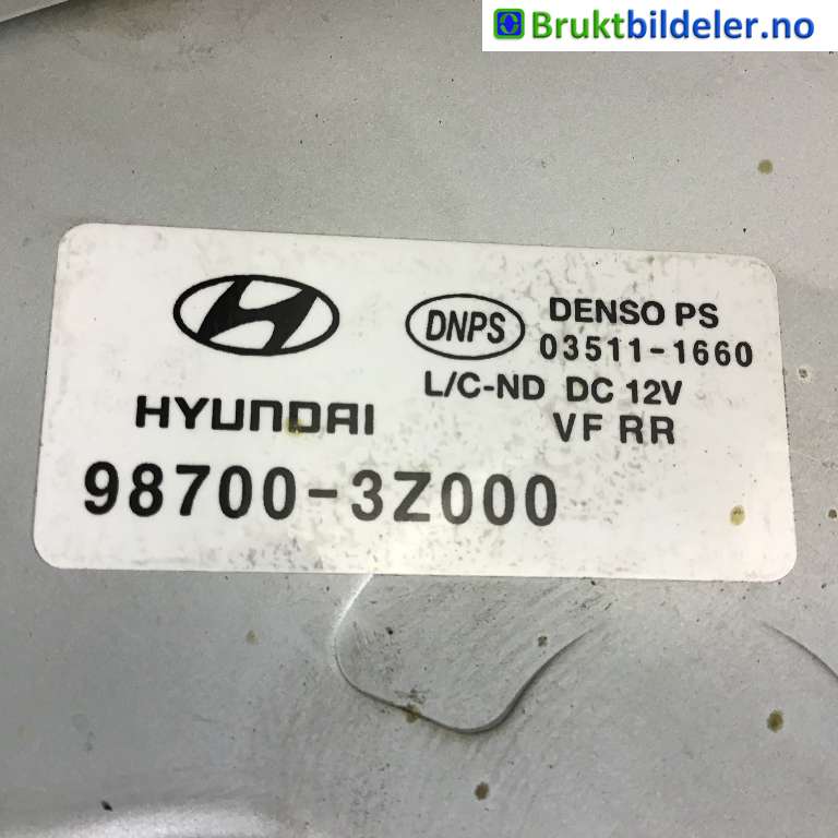 Viskermotor bakrute til Hyundai i40 2012-2017  (HYUNDAI|98700-3Z000|03511-1660|)
