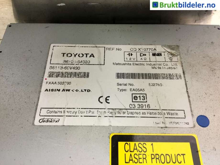 Bilstereo til Toyota Verso 2004-2009 (Type II)  (TOYOTA|86113-64020|)