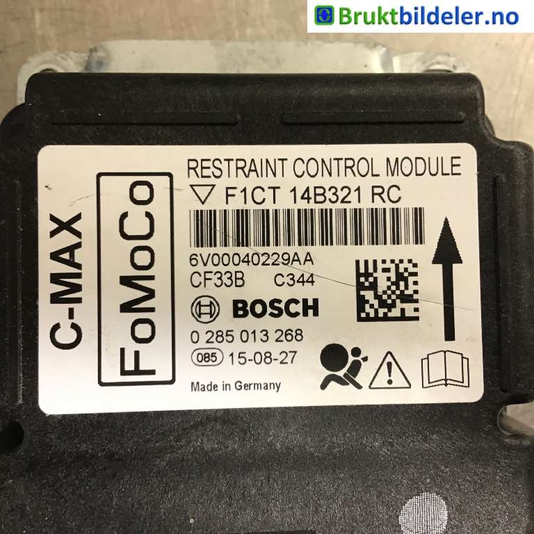 Airbag elektronikk til Ford C-Max 2015-2019 (Type II, Fase 2) (FORD|F1CT-14B321-RE|0 285 013 268|F1CT-14B321-RC)