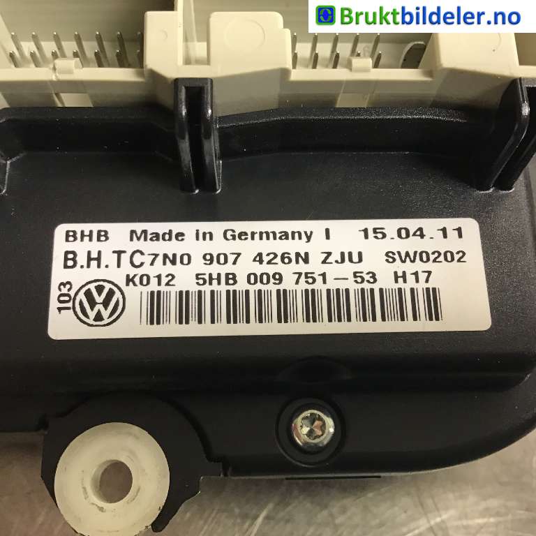 Varmeapparat betjening til VW Caddy 2010-2015 (Type III, Fase 2)  (VOLKSWAGEN|7N0 907 426 N|5HB 009 751-53|)