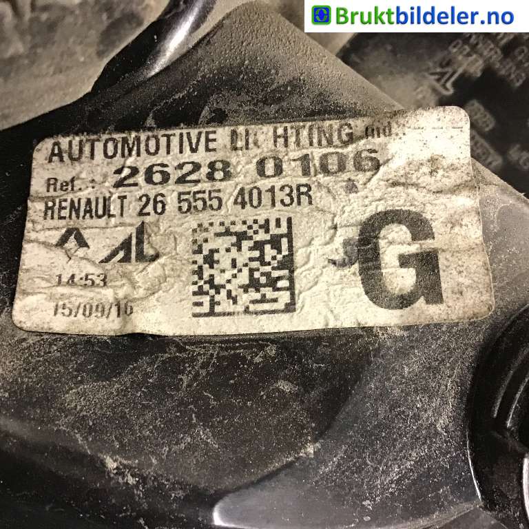 Baklykt venstre til Renault Zoe 2013-2019 (Fase 1)  (RENAULT|265554013R|2628 0 106|)