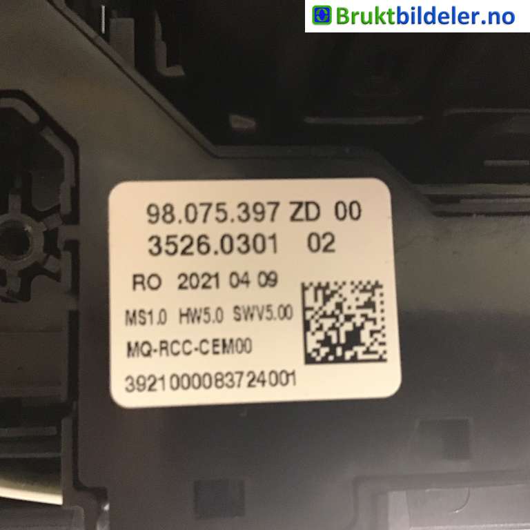 Bryter diverse til Peugeot Expert 2016-->> (Type III)  (PEUGEOT|98 075 397 ZD|)