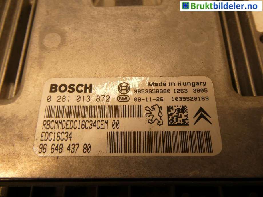 Styreenhet motor til Peugeot 207 2006-2012  (PEUGEOT|96 648 437 80|0 281 013 872)