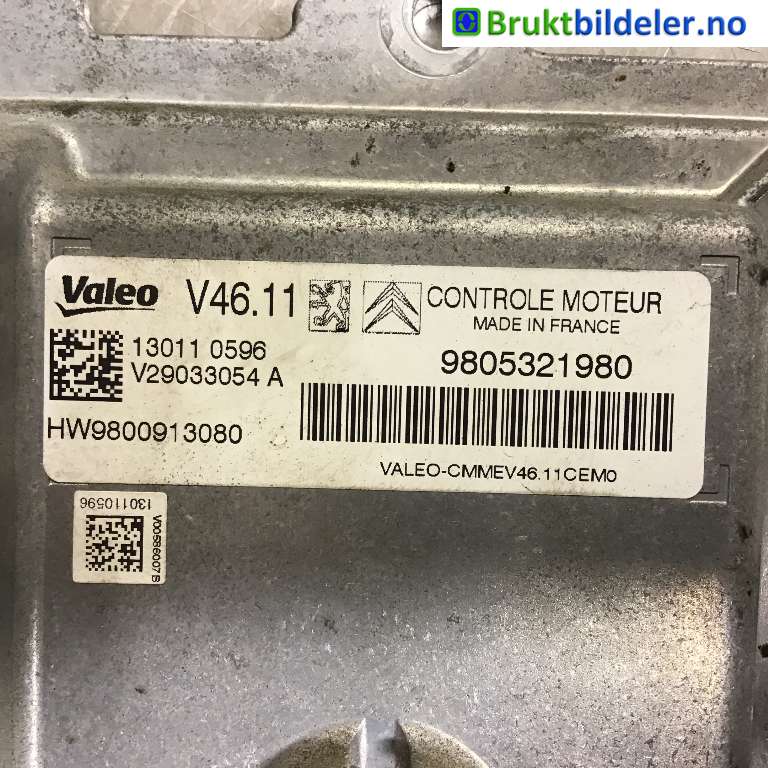Styreenhet motor til Peugeot 208 2012-2019 (Type I)  (PEUGEOT|9805321980|13011 0596|V29033054 A)