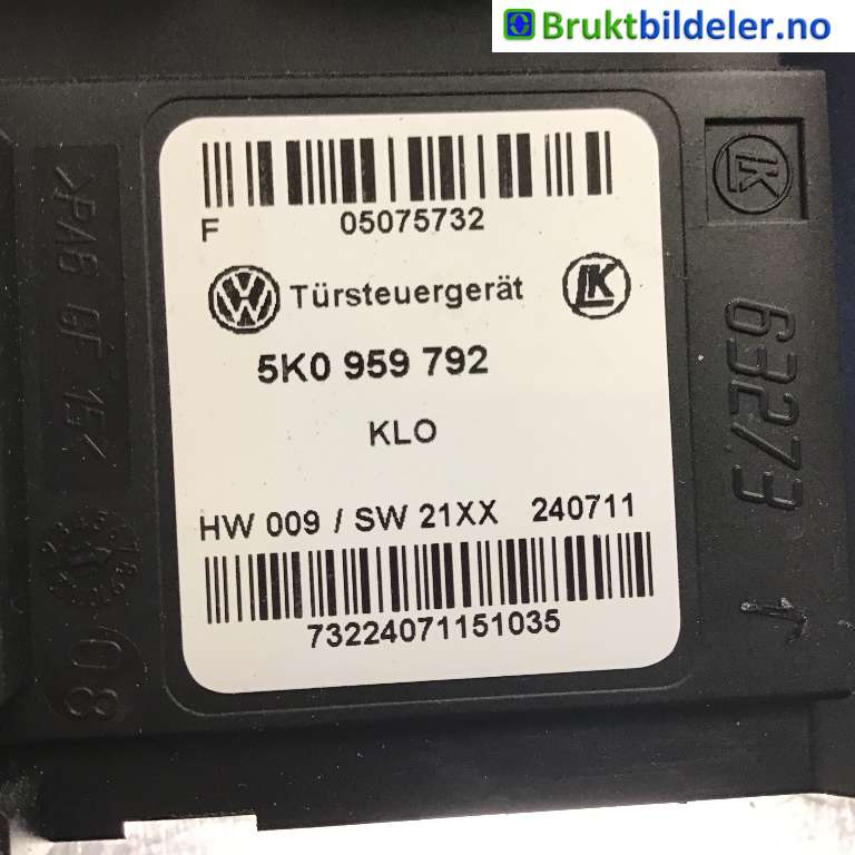 Ruteheis høyre foran til VW Caddy 2010-2015 (Type III, Fase 2)  (VOLKSWAGEN|1T0 959 702 R|402299B|550 959 792)