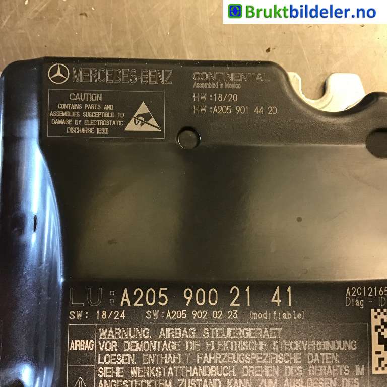 Airbag elektronikk til Mercedes C-Klasse 2018-2021 (Fase 2) (W205) (W205) (MERCEDES|A 205 900 21 41|A2C12165414|)