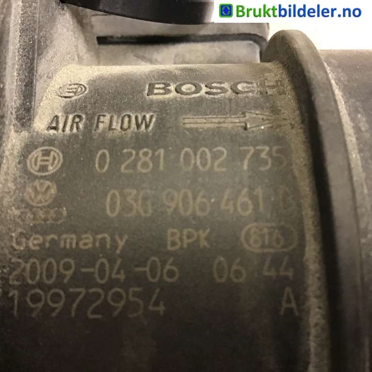 Luftmengde/luftmassemåler til VW Golf VI 2008-2012 (VOLKSWAGEN|03G906461C|0 281 002 735|)