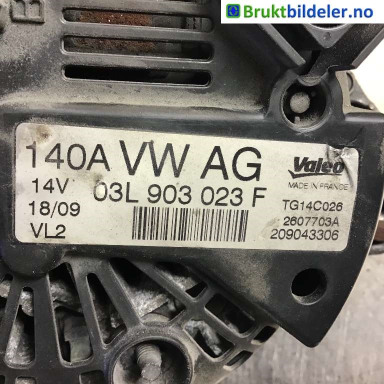 Dynamo til VW Golf VI 2008-2012  (VOLKSWAGEN|03L 903 023 F|2607703A|)