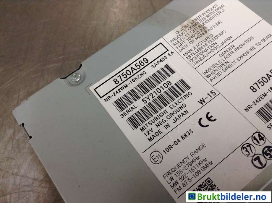 Bilstereo til Mitsubishi Outlander 2015-->> (Type III, Fase 2) (MITSUBISHI|8750A569|)