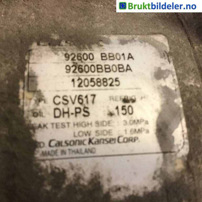 Aircondition kompressor til Nissan Qashqai 2010-2014 (Type I, Fase 2)  (NISSAN|92600BB01A|12058825|)