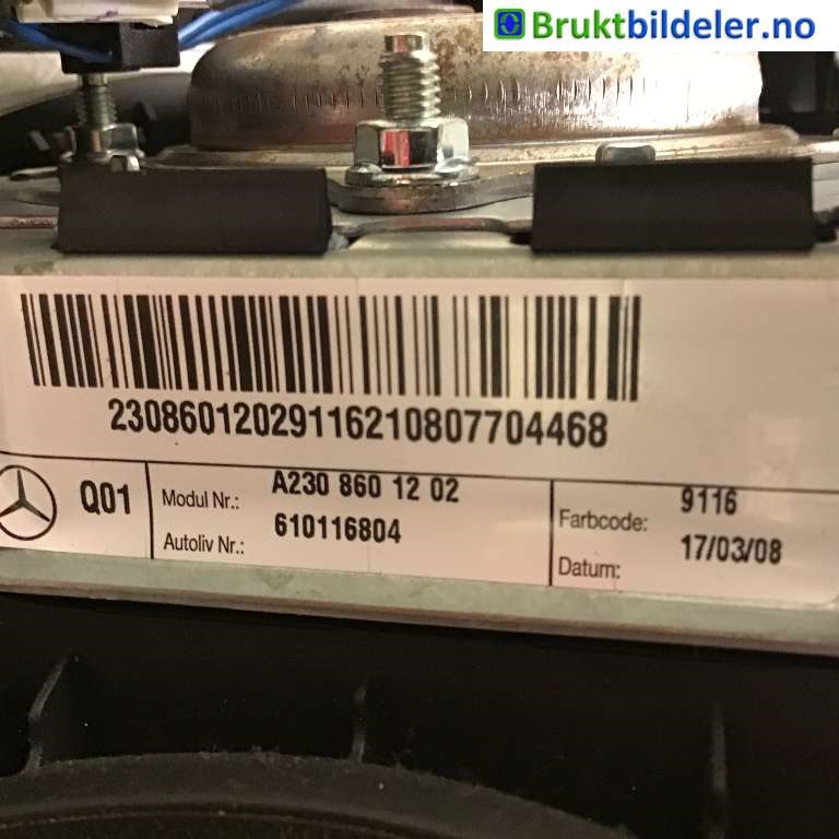 Airbag rattpute til Mercedes CLS 2004-2010 (C219) (C219) (MERCEDES|A 230 860 12 02|610116804|)