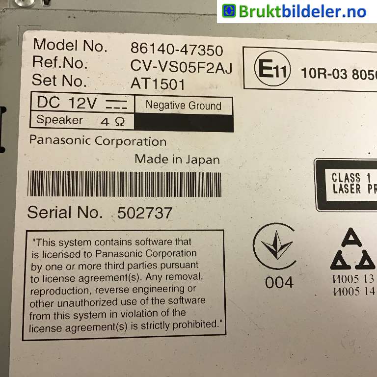 Bilstereo til Toyota Prius 2016-2023 (Type IV) (combi) (combi) (TOYOTA|86140-47350|AT1501|CV-VS05F2AJ)