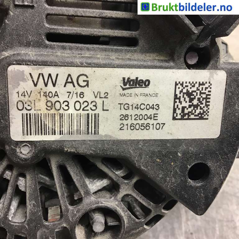 Dynamo til VW Passat 2015-2019 (Fase 1) (B8) (B8) (VOLKSWAGEN|03L 903 023 L|TG14C043|)