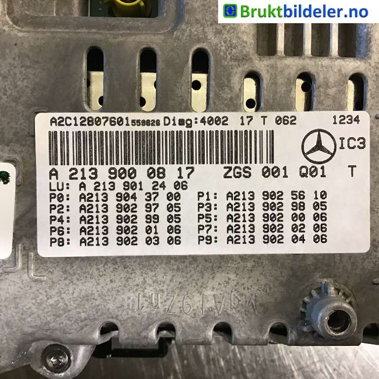 Instrumentpanel til Mercedes E-Klasse 2016-2023 (W213) (W213) (MERCEDES|A 213 900 08 17|A2C12807601|ZGS 001 Q01)