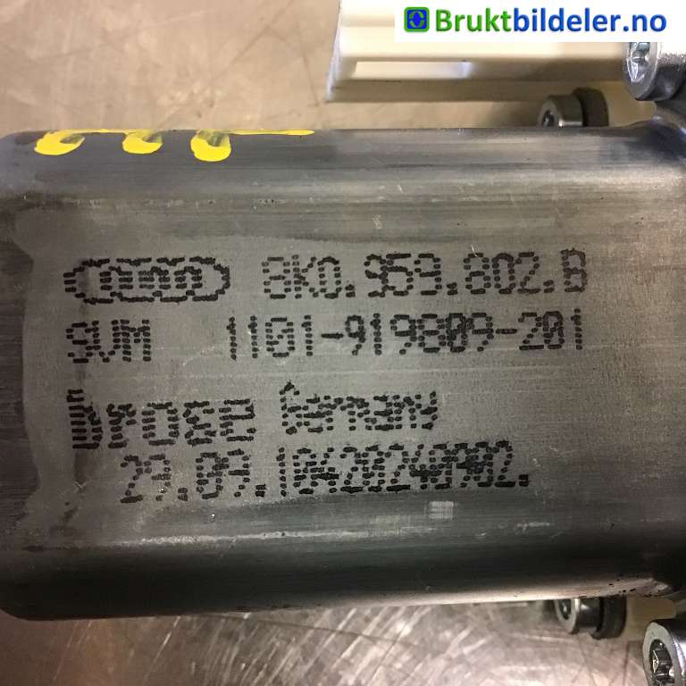 Ruteheis høyre til Audi A8 2010-2013 (Type III, Fase 1)  (AUDI|8K0 959 802 B|919807-201 D|)