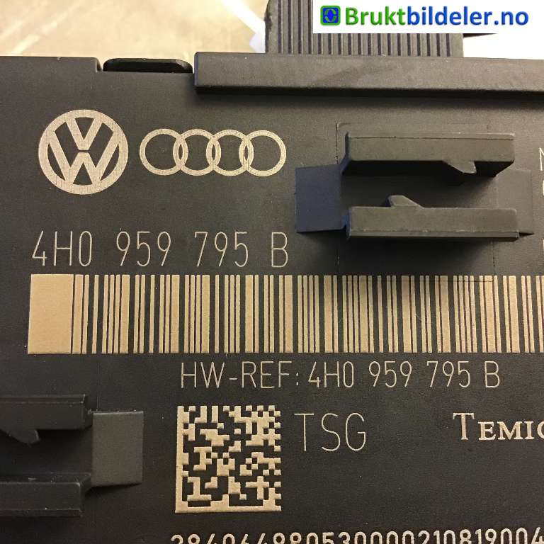 Styreenhet dør venstre foran til Audi A8 2010-2013 (Type III, Fase 1)  (AUDI|4H0 959 795 B|)