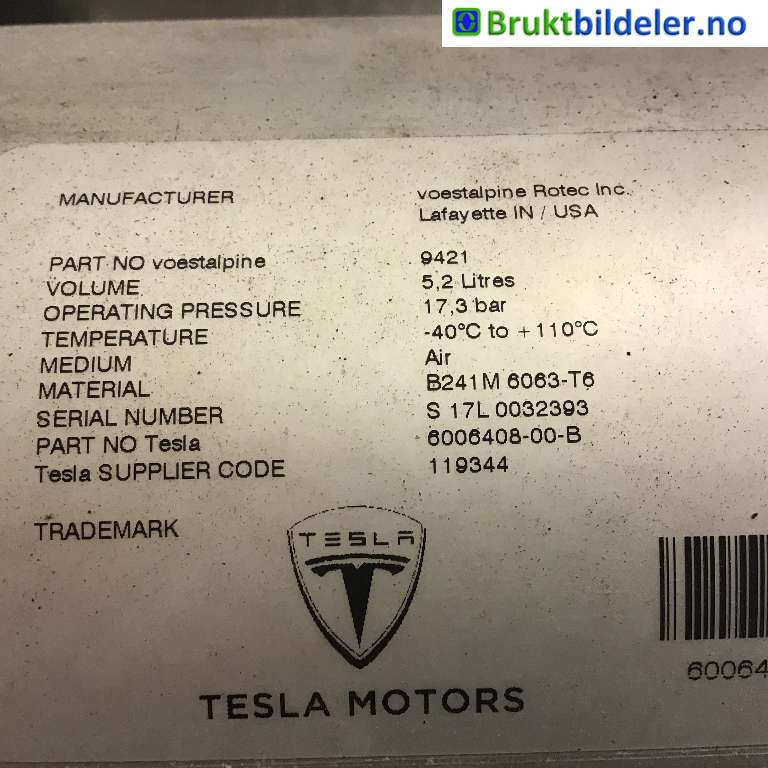 Diverse deler til Tesla Model S 2016-2021 (Fase 2)  (TESLA|6006408-00-B|S17L0032393|)