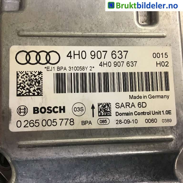 Airbag elektronikk til Audi A8 2010-2013 (Type III, Fase 1) (AUDI|4H0 907 637|0 265 005 778|)