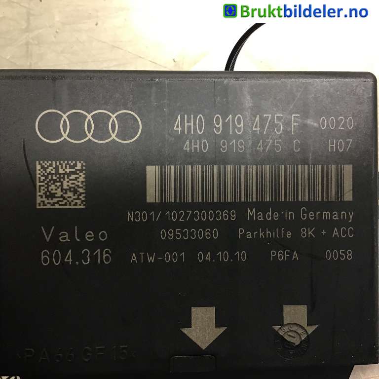 Styreenhet parkering til Audi A8 2010-2013 (Type III, Fase 1) (AUDI|4H0 919 475 F|604.316 ATW-001|)