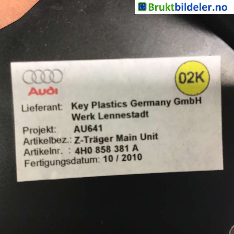 Innredning pakke til Audi A8 2010-2013 (Type III, Fase 1) (AUDI|4H0 858 381 A|)