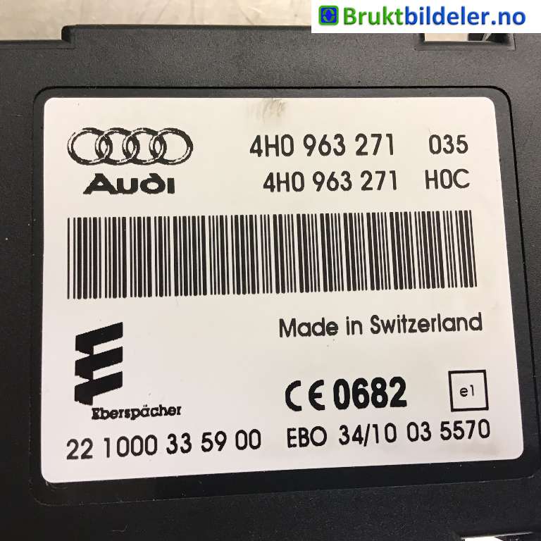 Dieselvarmer til Audi A8 2010-2013 (Type III, Fase 1) (AUDI|4H0 963 271|22 1000 33 59 00|)