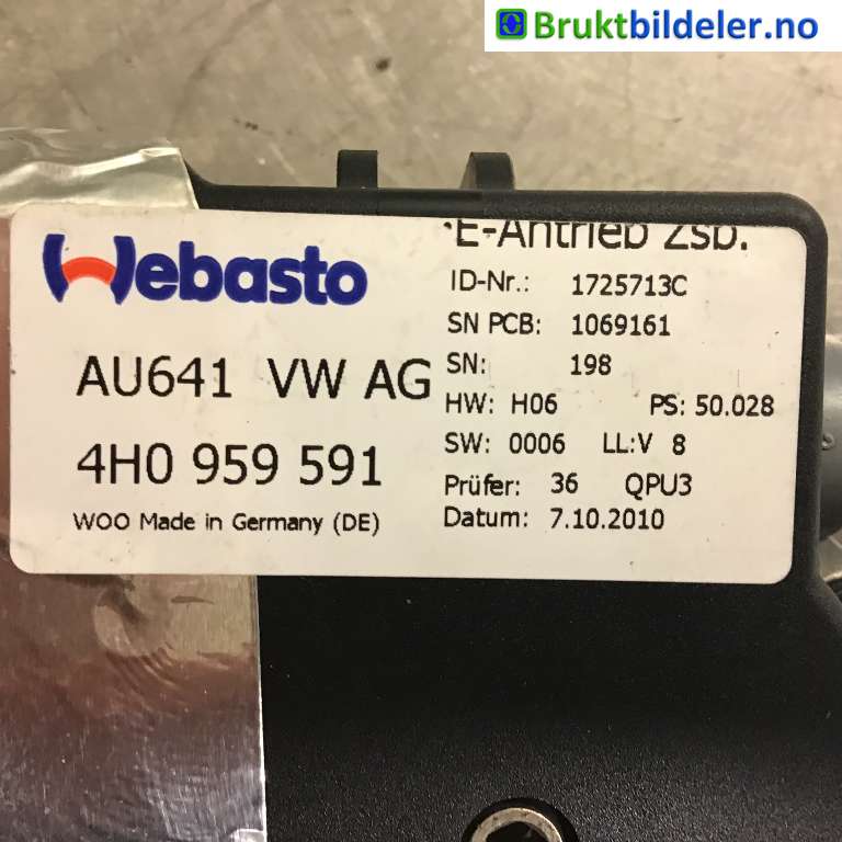 Takluke motor til Audi A8 2010-2013 (Type III, Fase 1)  (AUDI|4H0 959 591|1725713C|)