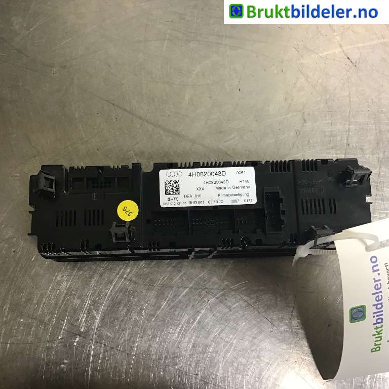 Varmeapparat betjening til Audi A8 2010-2013 (Type III, Fase 1)  (AUDI|4H0 820 043 D|5HB 010 121-35|)