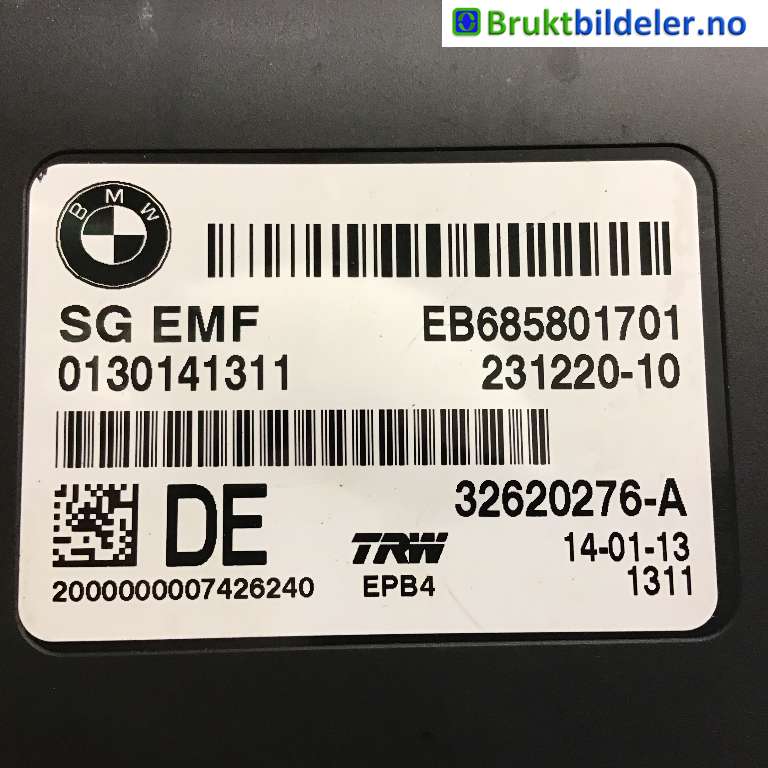 Styreenhet elektrisk parkbrems (EPB - Electric Parking Brake) til BMW X3 2010-2017 (F25) (F25) (34 43 6 887 358|0130141311|EB685801701)
