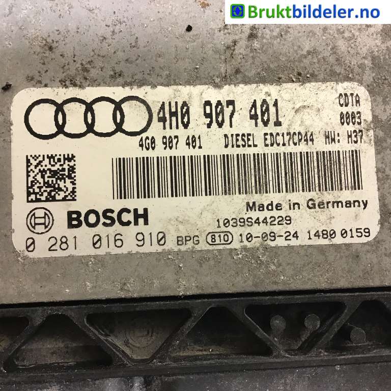 Styreenhet motor til Audi A8 2010-2013 (Type III, Fase 1)  (AUDI|4H0 907 401|0 281 016 910|)