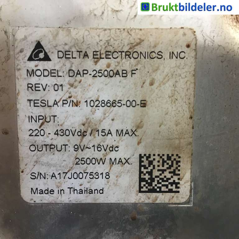 DCDC converter elbil til Tesla Model S 2016-2021 (Fase 2)  (TESLA|1028665-00-E|DAP-2500AB F|)