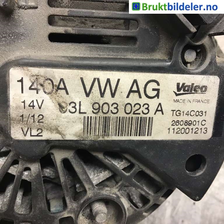 Dynamo til VW Tiguan 2011-2016 (Type I, Fase 2)  (VOLKSWAGEN|03L 903 023 A|2608901C|TG14C031)