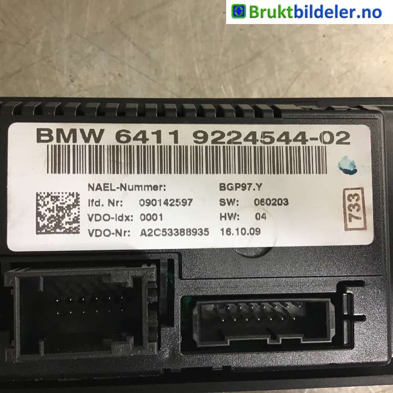 Varmeapparat betjening til BMW 3-Serie 2005-2011 (E90/E91/E92/E93) (E90/E91/E92/E93) (BMW|64 11 9 224 544-02|A2C53388935|)