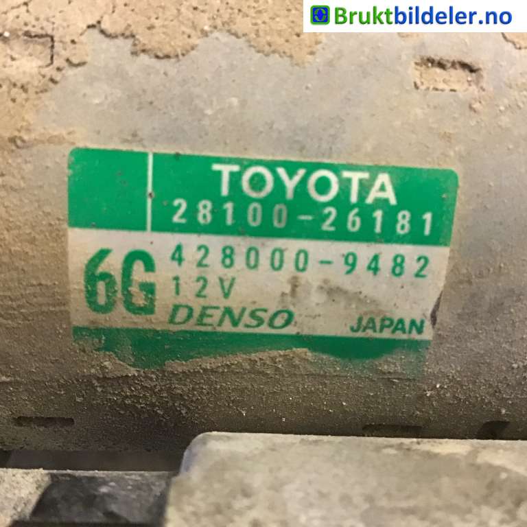 Starter diesel til Toyota RAV4 2013-2015 (Type IV, Fase 1)  (TOYOTA RAV 4 2.0 D-4D|28100-26181|428000-9482|)