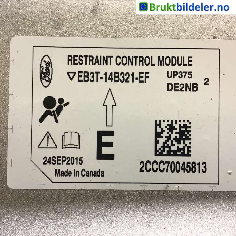 Airbag elektronikk til Ford Ranger / Ranger Raptor 2015-2022  (FORD|EB3T-14B321-EF|2CCC70045813|)