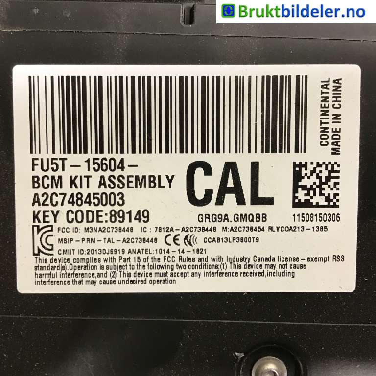 Styreenhet diverse til Ford Ranger / Ranger Raptor 2015-2022  (FORD|FU5T-15604-CAL|A2C74845003|)