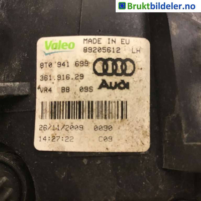 Tåkelykt venstre foran til Audi A4 2007-2014 (Type IV) (B8) (B8) (AUDI|8T0 941 699|89205612|)
